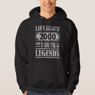 Veste À Capuche Légende Né en 2000 Cadeau d'anniversaire Rétro Vin