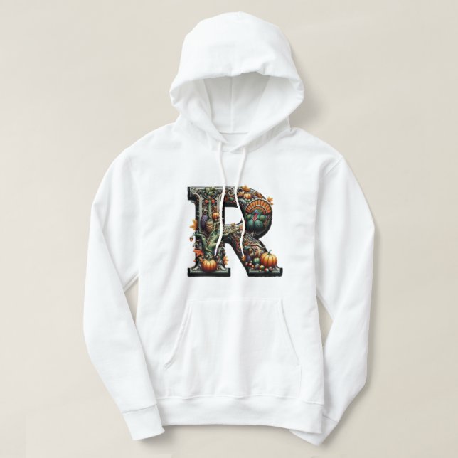Veste À Capuche Letter R Thanksgiving style turkey  (Design devant)