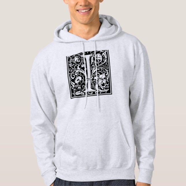 Veste À Capuche Lettre I Monogramme médiéval Art Nouveau (Devant)
