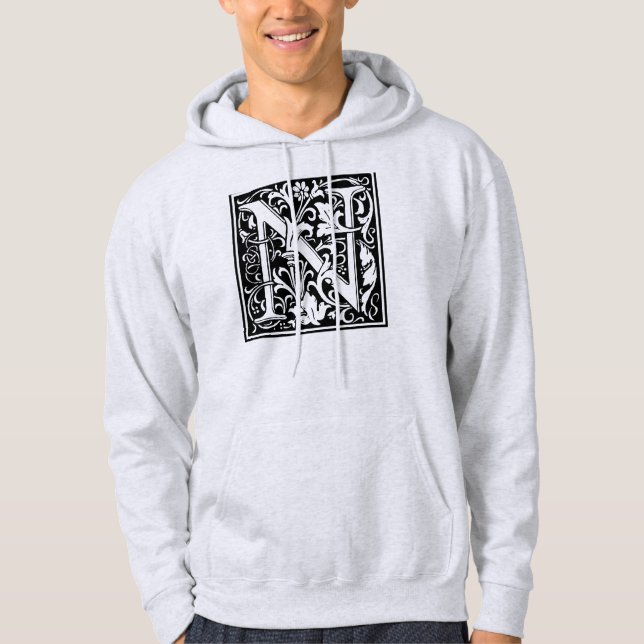 Veste À Capuche Lettre N Monogramme médiéval Art Nouveau (Devant)