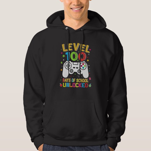 Veste À Capuche Level 100 Days Of School Unlocked Gamer 100th Day  (Devant)