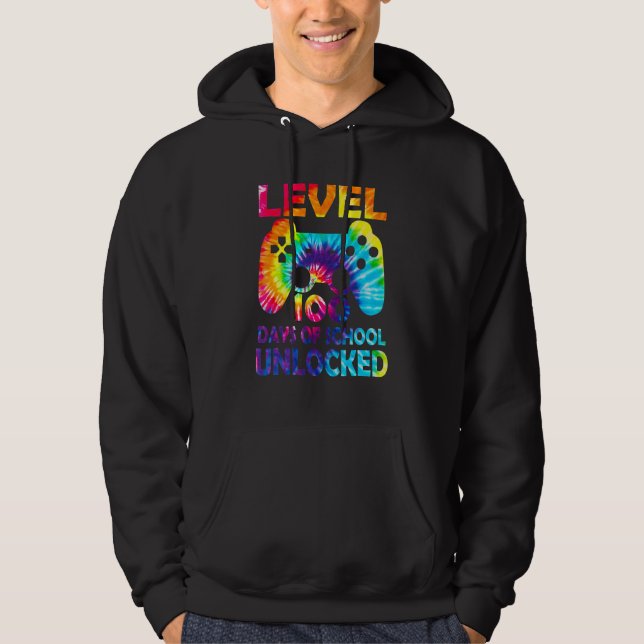 Veste À Capuche Level 100 Days Of School Unlocked Gamer Video Game (Devant)