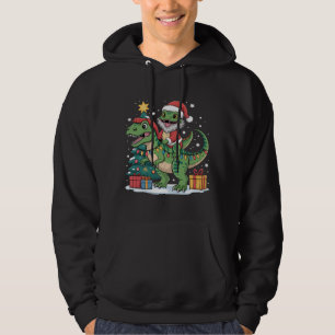 Veste À Capuche Lézard Santa drôle sur le manège du T-Rex de Noël