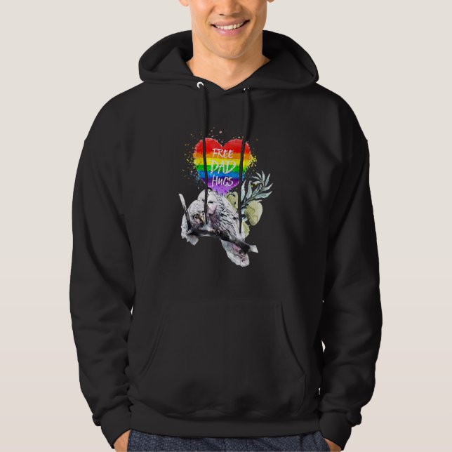 Veste À Capuche Lgbt Pride Daddy Owl Arc-en-ciel gratuit Papa serr (Devant)
