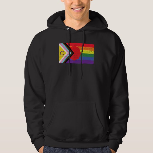 Veste À Capuche LGBTQ+ Grunge Flag Inclusive Progressive Pride Fla (Devant)