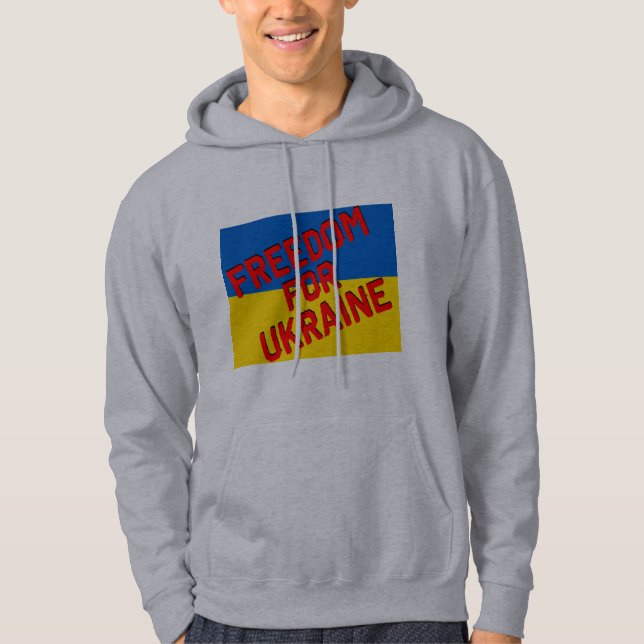 Veste À Capuche LIBERTÉ POUR L'UKRAINE avec drapeau (Devant)
