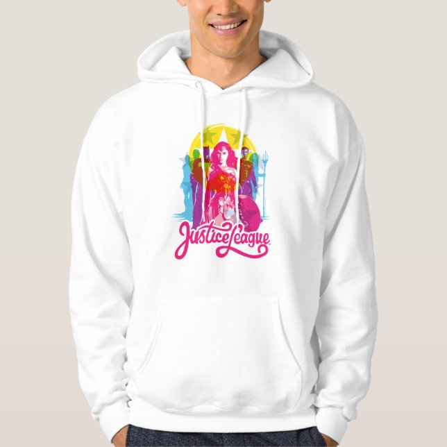 Veste À Capuche Ligue de Justice | Retro Group & Logo Pop Art (Devant)
