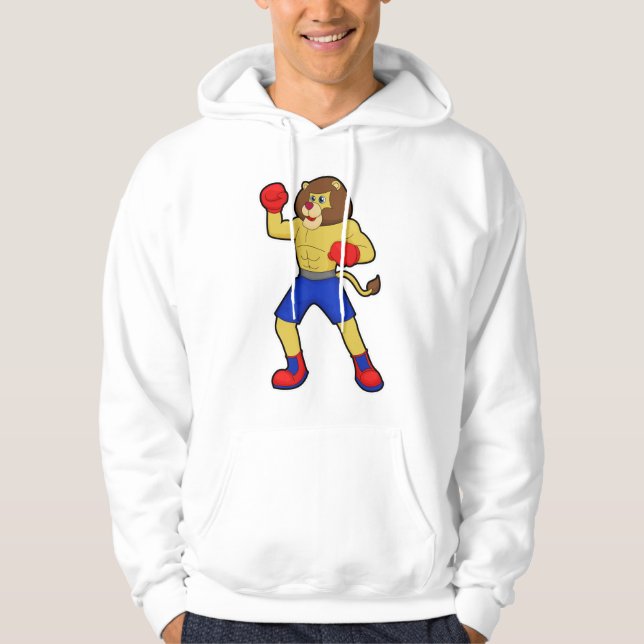 Veste À Capuche Lion à la boxe avec gants de boxe (Devant)