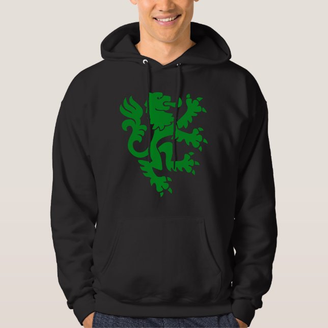 Veste À Capuche Lion héraldique 01 - Vert herbe (Devant)
