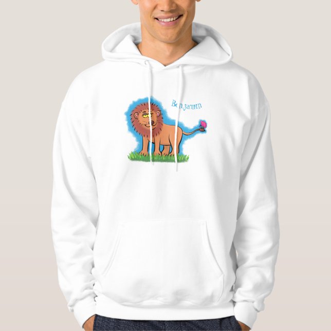 Veste À Capuche Lion joyeux avec dessin animé de papillon (Devant)