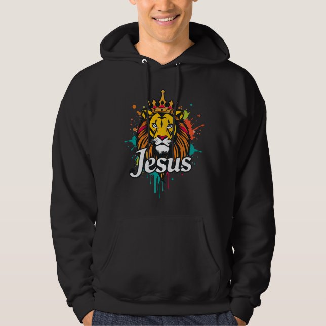 Veste À Capuche Lion Roi Jésus - (Devant)