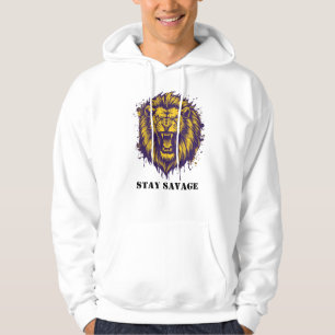 Veste À Capuche Lion Sauvage Graphique Restez Sauvage Lion Alpha