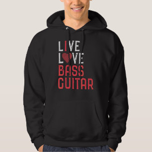 Veste À Capuche Live Love Basse Guitare Graphisme Femmes Hommes Ba