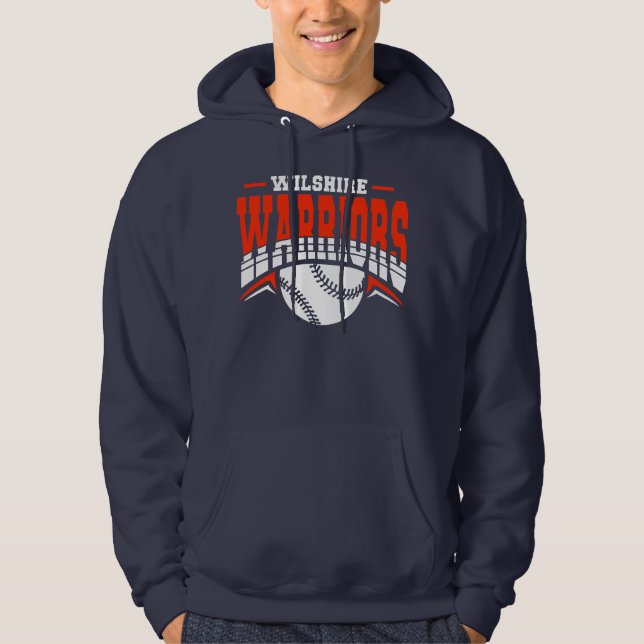 Veste À Capuche Logo de base-ball blanc Wilshire Warriors (Devant)