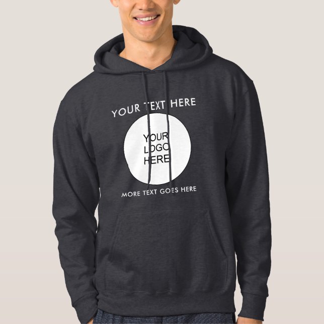 Veste À Capuche Logo Texte Mens gris foncé Modèle double face (Devant)