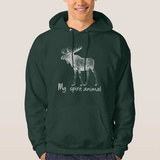 Veste À Capuche L'orignal est mon animal d'esprit pour amoureux de (Devant)