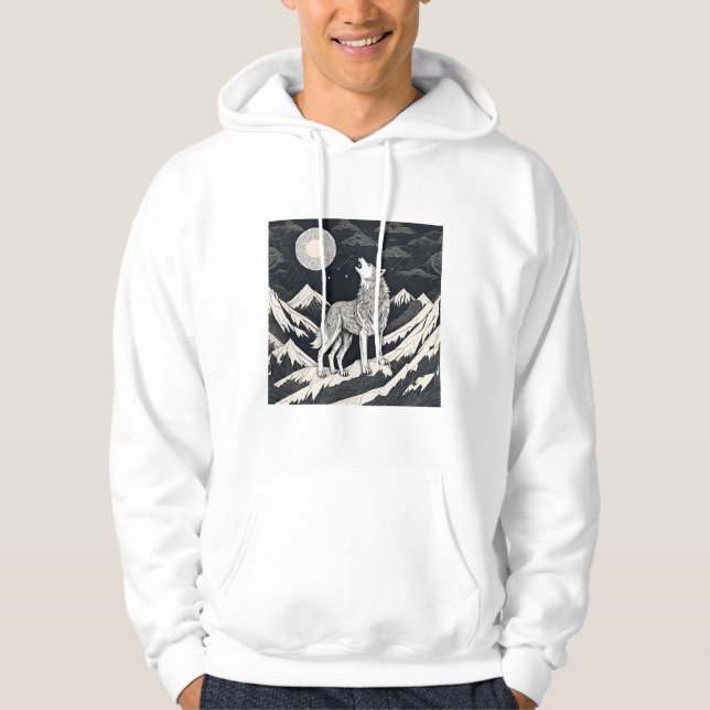 Veste À Capuche Loup de nuit Howl - Lune et forêt esthétique (Devant)