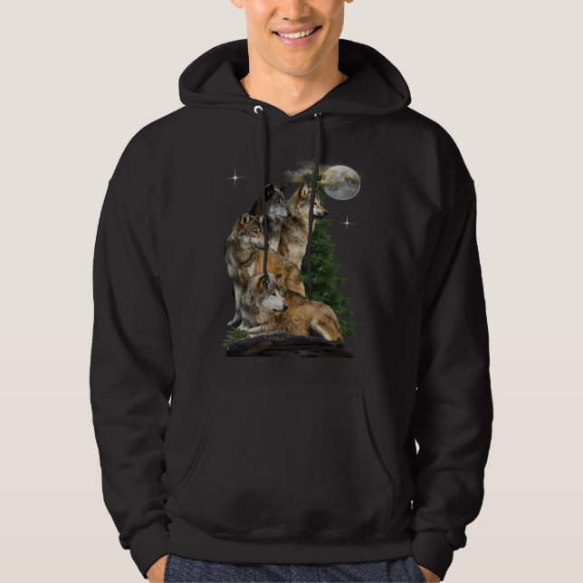 Veste À Capuche Loup et lune (Devant)