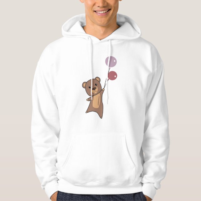 Veste À Capuche L'Ours S'Envole Avec Des Ballons De Mignons Animau (Devant)