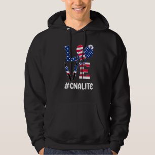Veste À Capuche Love Cna Life Nurse 4 juillet American Flag Part