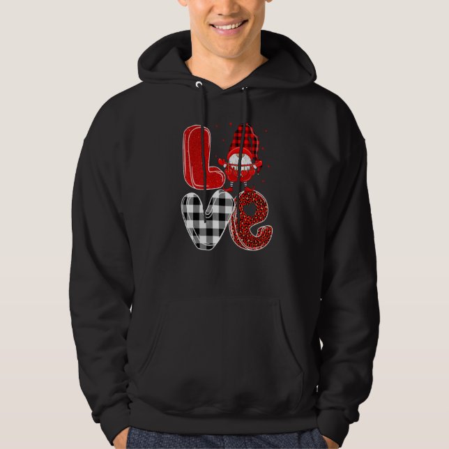 Veste À Capuche Love Gnome Valentines Day Squad Leopard Plaid Matc (Devant)