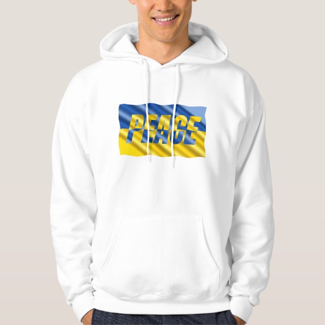 Veste À Capuche L'Ukraine bleue et jaune inspire la paix ni la gue (Devant)