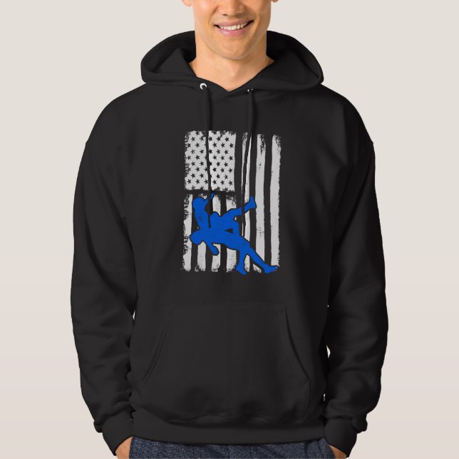 Veste À Capuche Lumière bleue de lutte de cadeau de drapeau des (Devant)