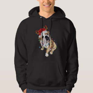 Veste À Capuche Lumière de Noël du Bulldog anglais du Père Noël