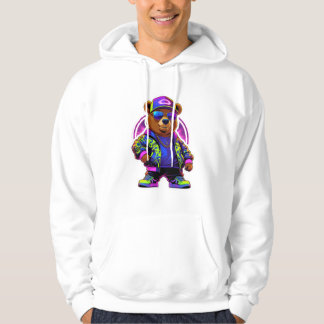 Veste À Capuche Luminosité de l'ours de néon : Retro-Streetwear