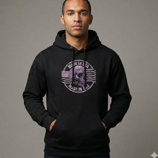 Veste À Capuche Made in USA Distressed Purple Skull Men's Hoodie