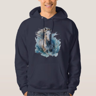 Veste À Capuche Magnifique Cheval Blanc à l'Aquarelle