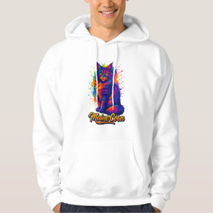 Veste À Capuche Maine Coon Pop Art Colorful Cat Illustration