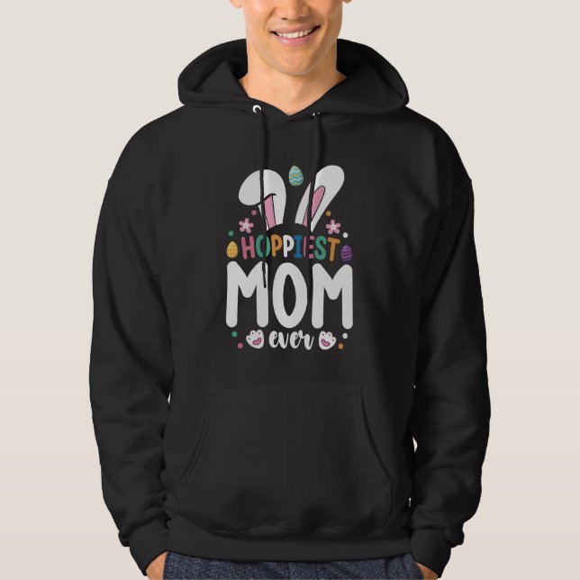 Veste À Capuche Maman la plus optimiste chaque famille Oeufs lapin (Devant)