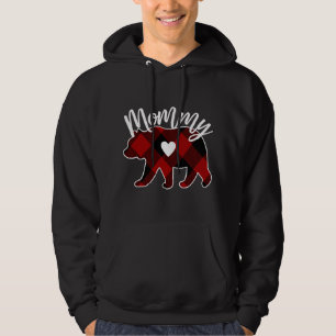 Veste À Capuche Maman Ours Buffle de Noël Plaid Rouge Blanc Et B