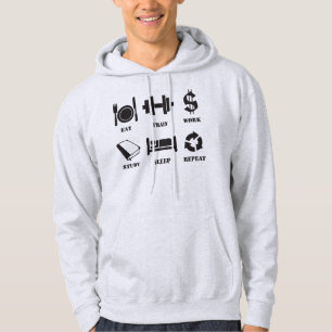 Veste À Capuche Mangez, exercez-vous, travaillez, étudiez, dormez