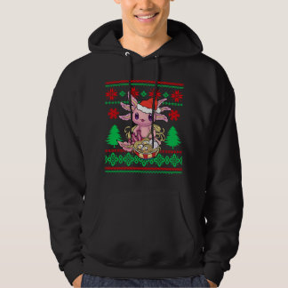 Veste À Capuche Manteau de Noël Anime Laid Axolotl Kawaii Mangeant