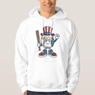 Veste À Capuche Mascotte de baseball patriotique dessin de gravure