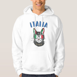 Veste À Capuche Mascotte de chat de football d'Italie Drapeau de f