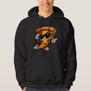 Veste À Capuche Mascotte de tranche de pizza cool avec lunettes de