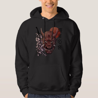 Veste À Capuche Masque de démon japonais Kanji Samurai Oni