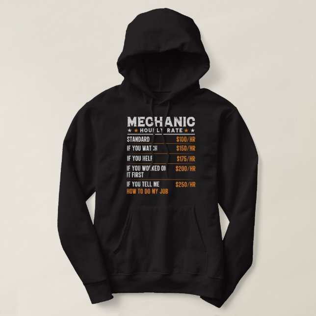 Veste À Capuche Mécanique Taux horaire Funny Voiture Mécanique Cad (Design devant)