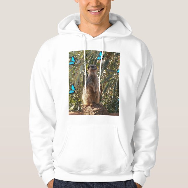 Veste À Capuche Meerkat Et Papillons Bleus, (Devant)