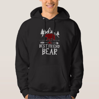 Veste À Capuche Meilleur ours d'ami pyjama de Noël carreaux rouges