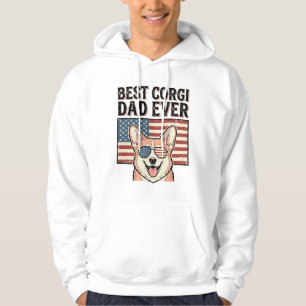 Veste À Capuche Meilleur Papa Corgi Patriote Vintage T-shirt Chien