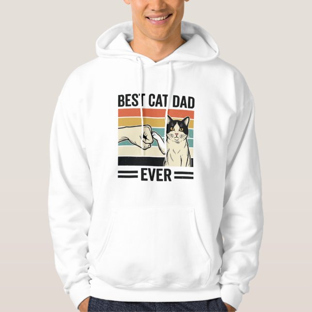 Veste À Capuche Meilleur papa de chat rétro T-shirt de coup de poi (Devant)