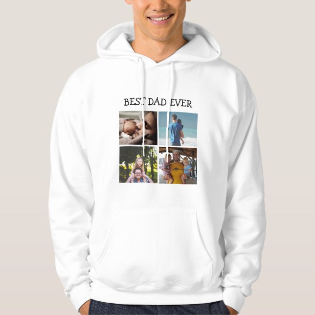 Veste À Capuche Meilleur papa jamais personnalisé photo (Devant)