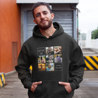 Veste À Capuche Meilleur papa photo collage et texte gris foncé