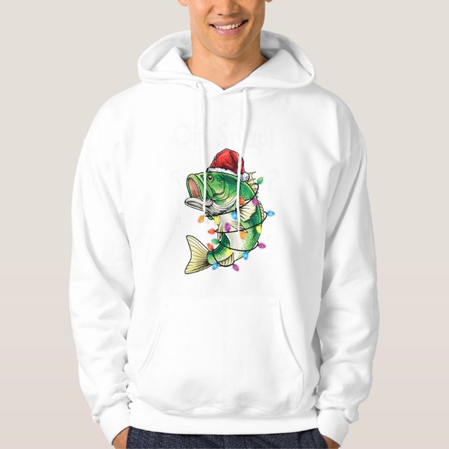 Veste À Capuche Mens Bass Fishing Père Noël Oh Snap Christmas Fish (Devant)