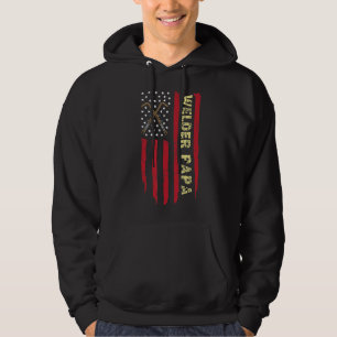 Veste À Capuche Mens Welder Papa Us Drapeau Vintage, Welder Papa,