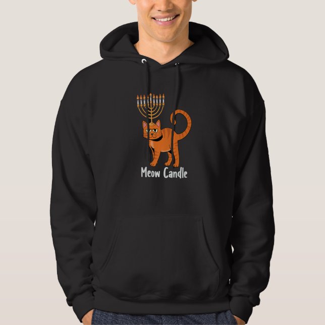 Veste À Capuche Meow Candle Hanukkah Cat Menorah Chanukah Jewish H (Devant)